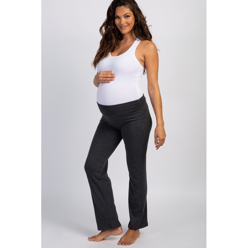 PinkBlush Charcoal Grey Foldover Short Maternity Lounge Pants