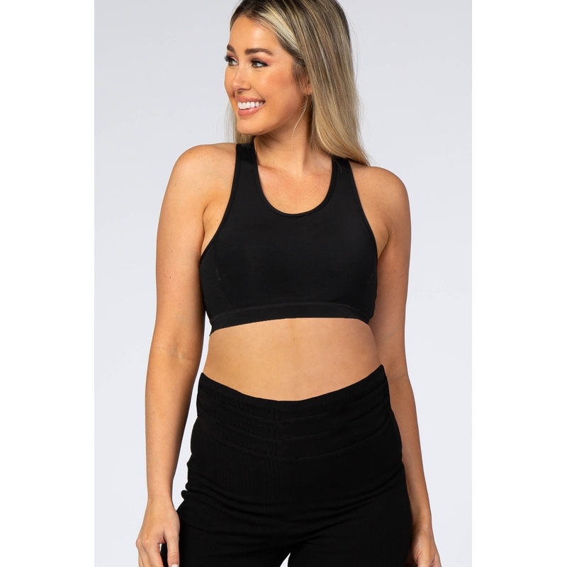 Black Cut Out Racerback Maternity Sports Bra
