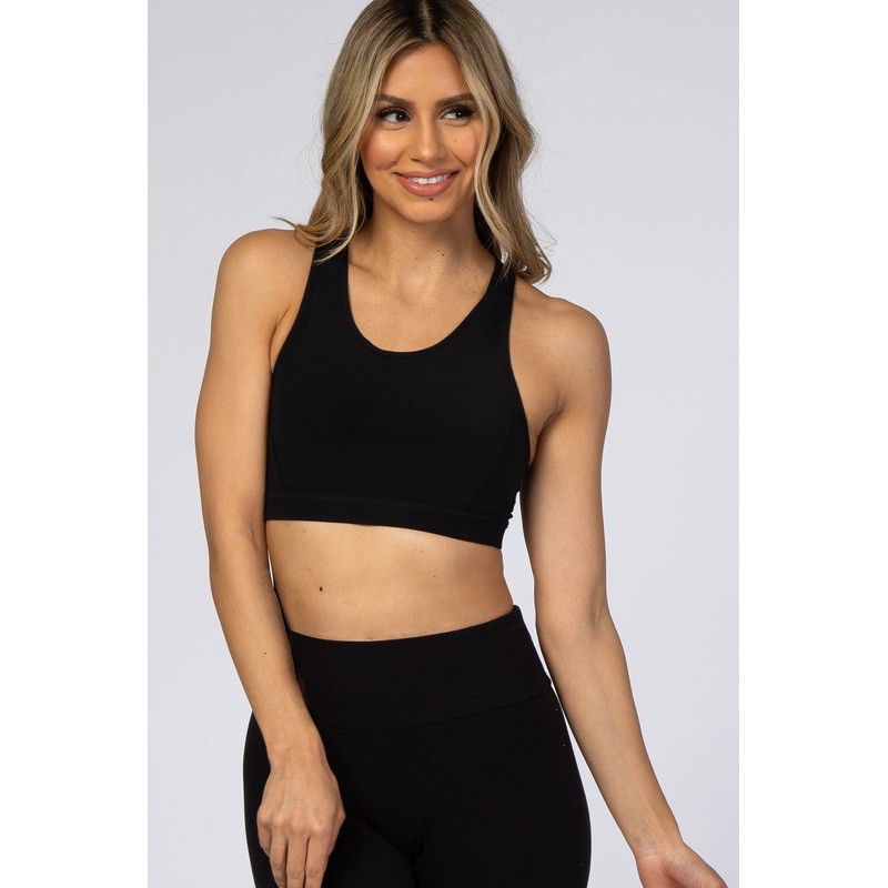 Black Cut Out Racerback Sports Bra