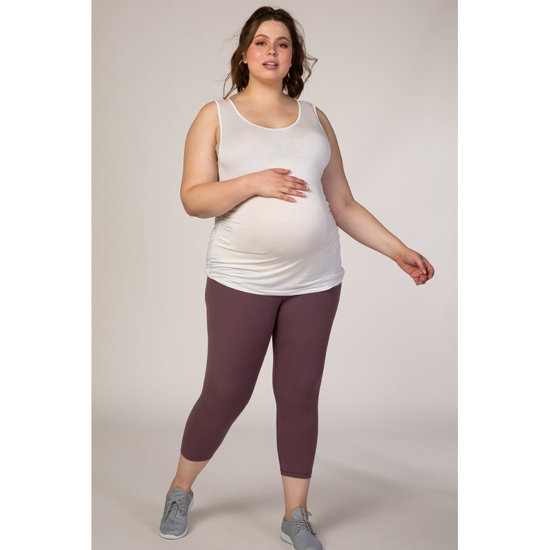 PinkBlush Dusty Mauve Cropped Maternity Plus Legging