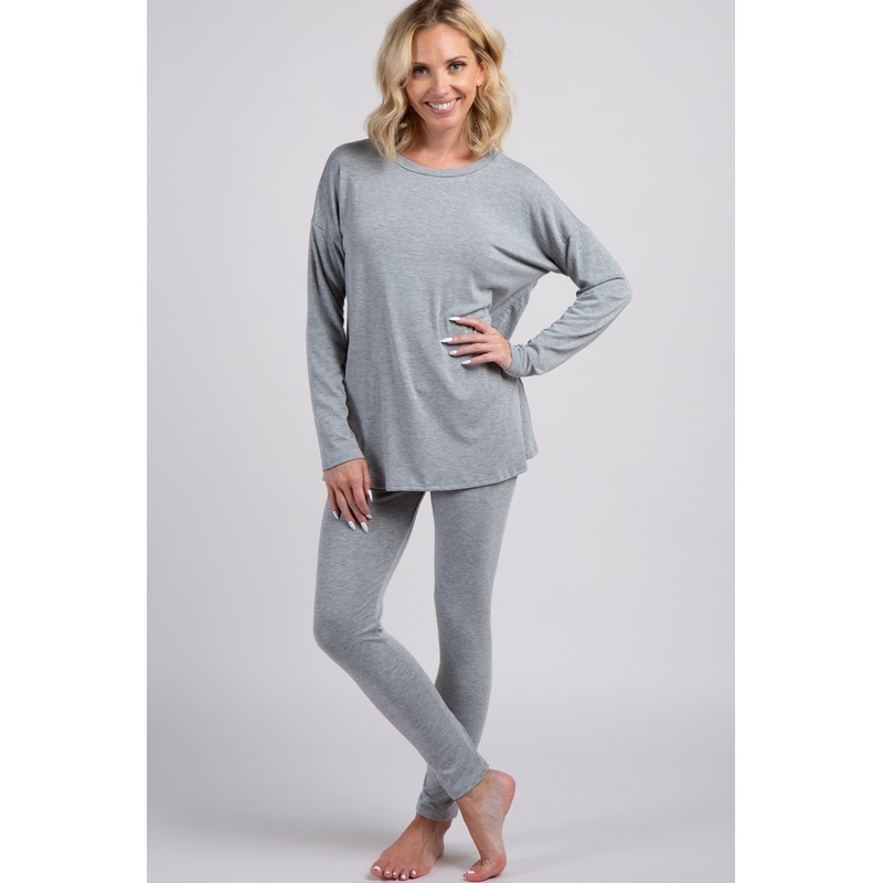 PinkBlush Grey Basic Long Sleeve Pajama Set