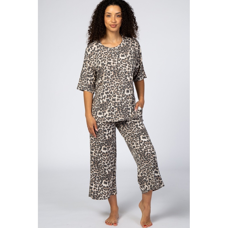 Brown Leopard Print Lounge Set