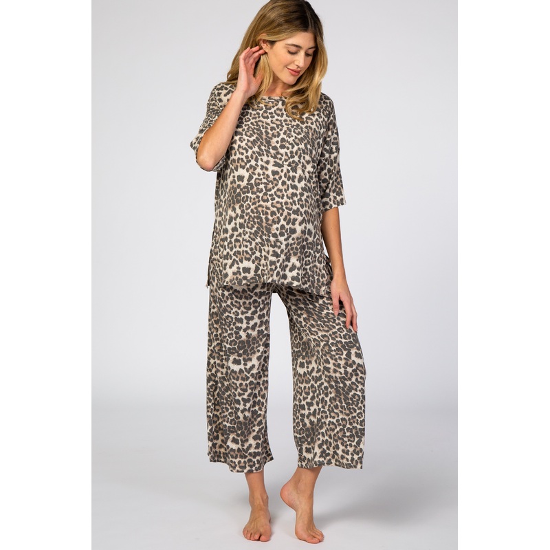 Brown Leopard Print Maternity Lounge Set