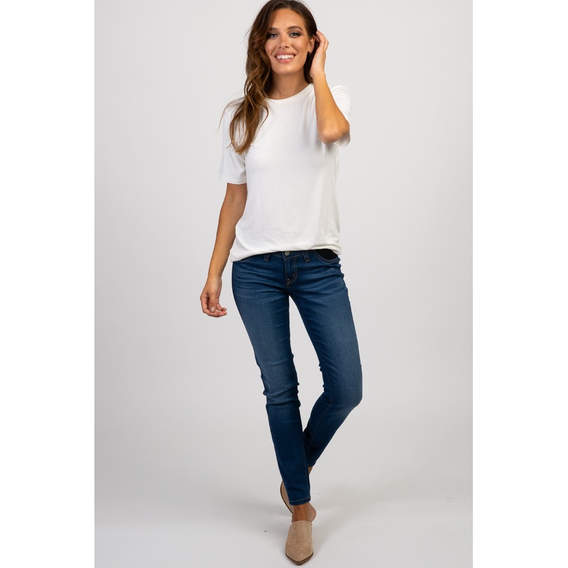 Navy Basic Side Panel Skinny Jeans