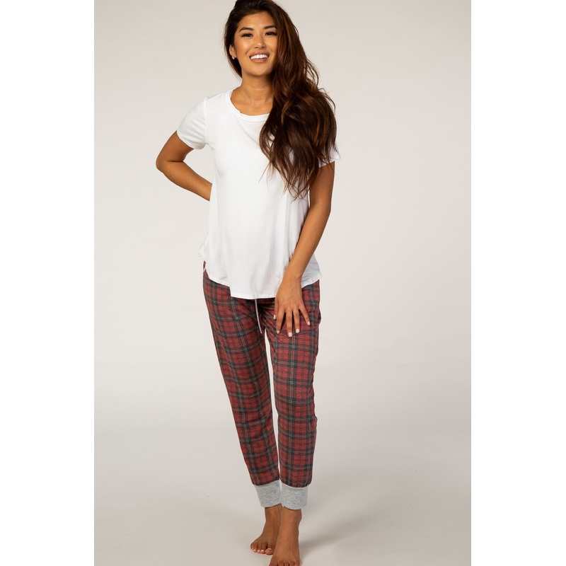 Red Charcoal Plaid Sleep Joggers