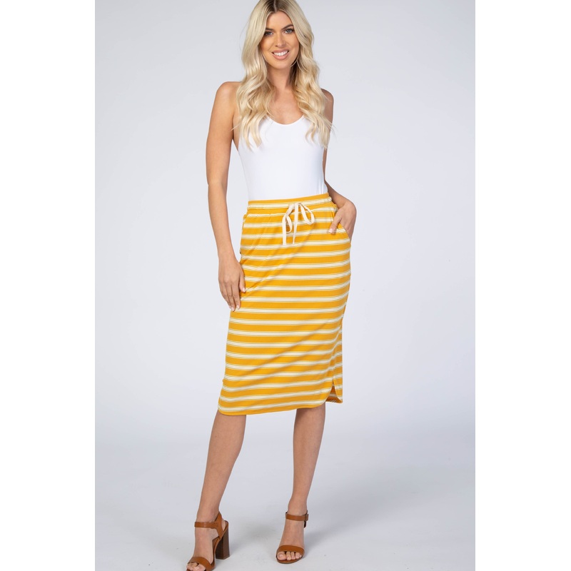 Yellow Ribbed Striped Skirt