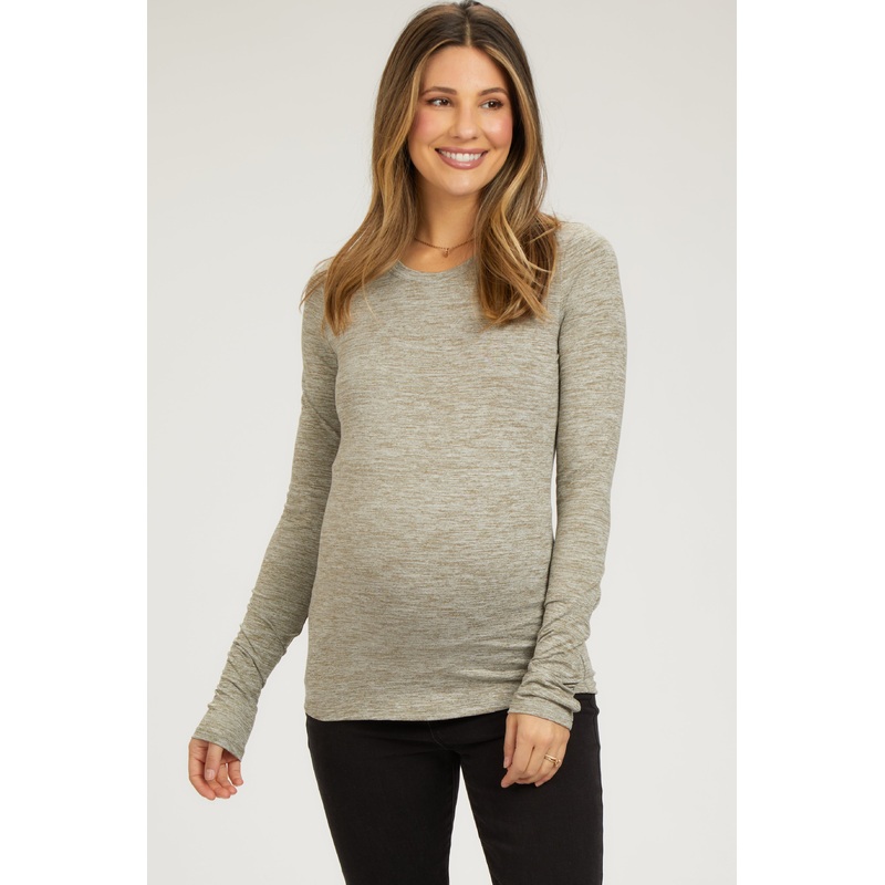 Gray Active Long Sleeve Maternity Top