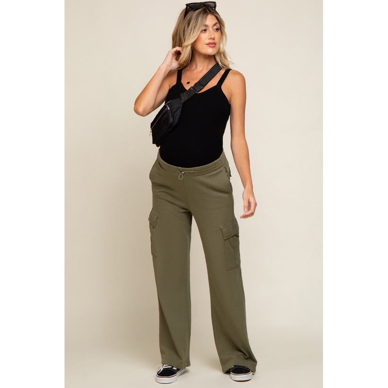 Olive Pocketed Maternity Lounge Pants