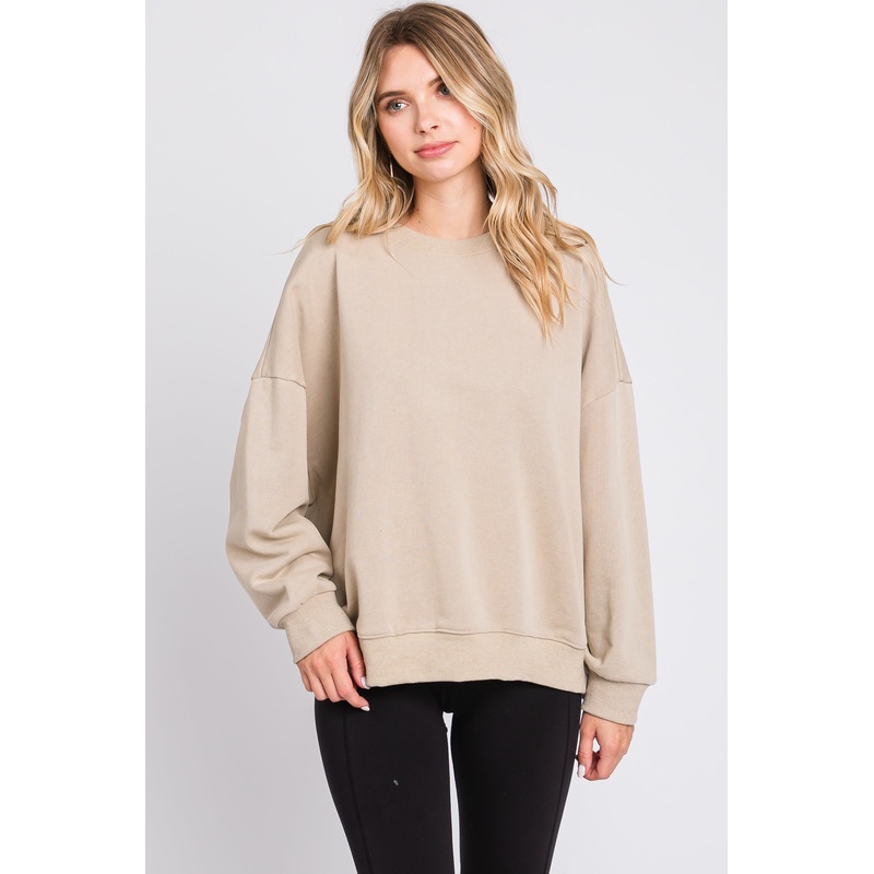 Beige Dropped Shoulder Sweatshirt
