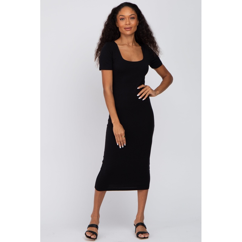 Black Fitted Midi Dress