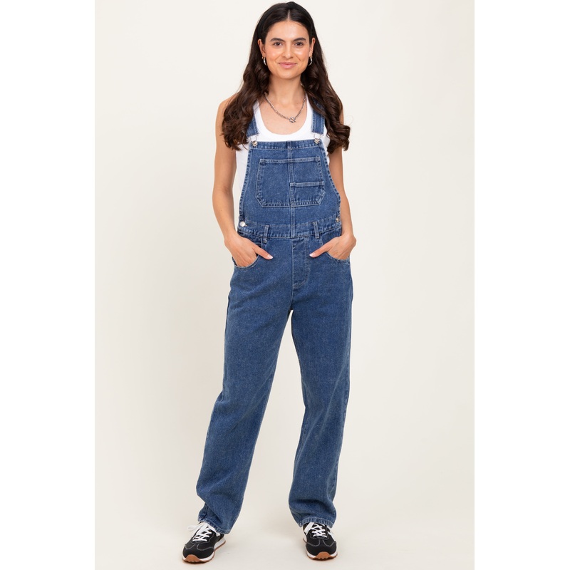 Blue Wash Rolled Cuff Denim Overalls