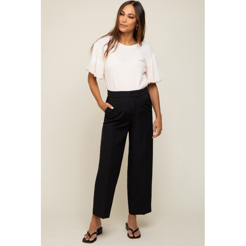 Black Crop Maternity Dress Pants