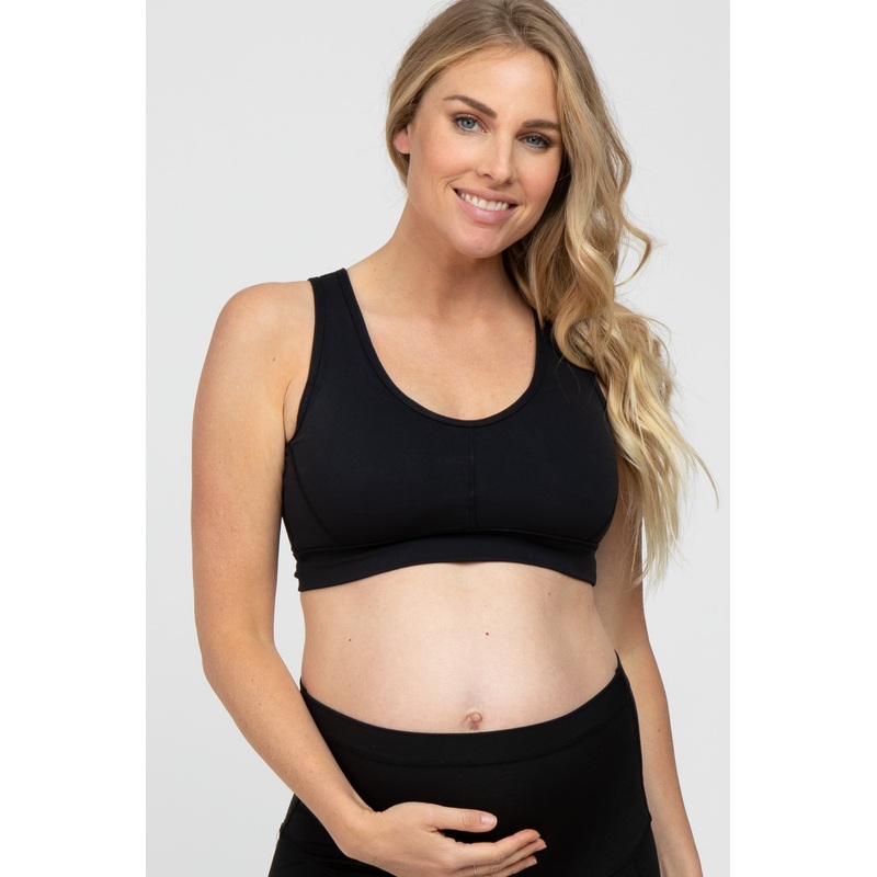 Black Triangle Cut Out Maternity Sports Bra