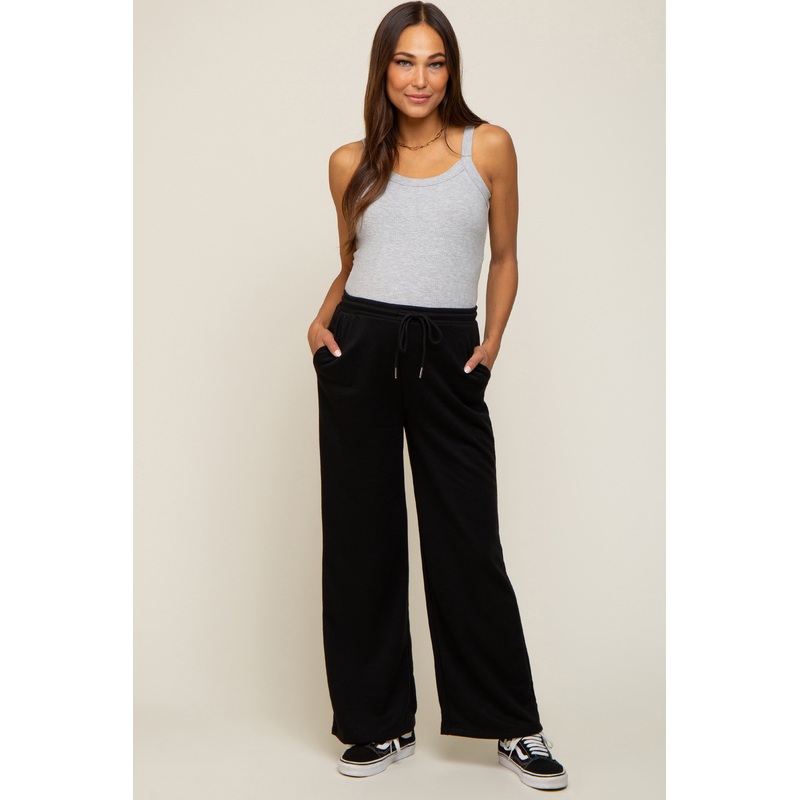 Black Wide Leg Maternity Lounge Pants