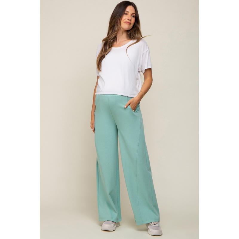 Mint Green Basic Wide Leg Maternity Lounge Pants