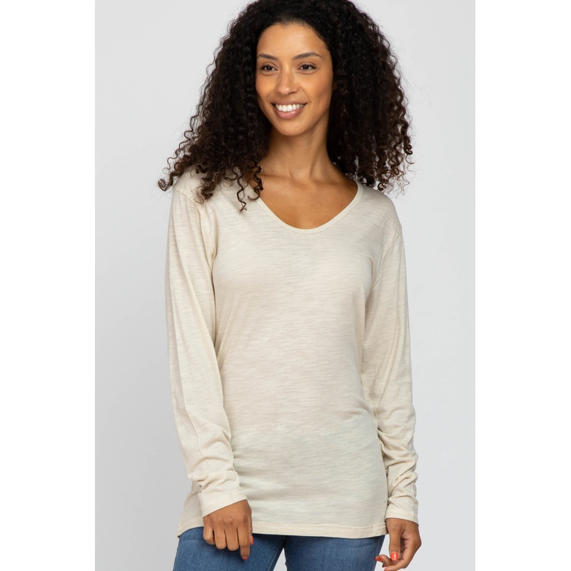 Beige Long Sleeve Active Top