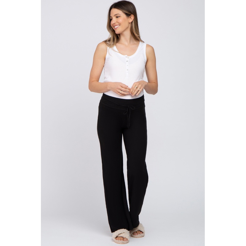 Black Drawstring Maternity Lounge Pants