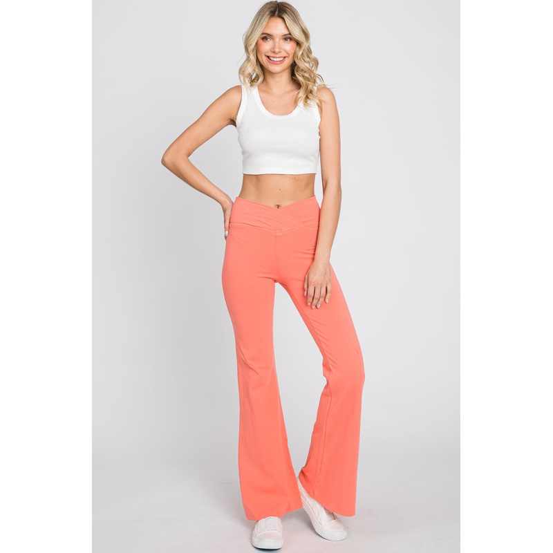 Coral Layered V-Front Leggings