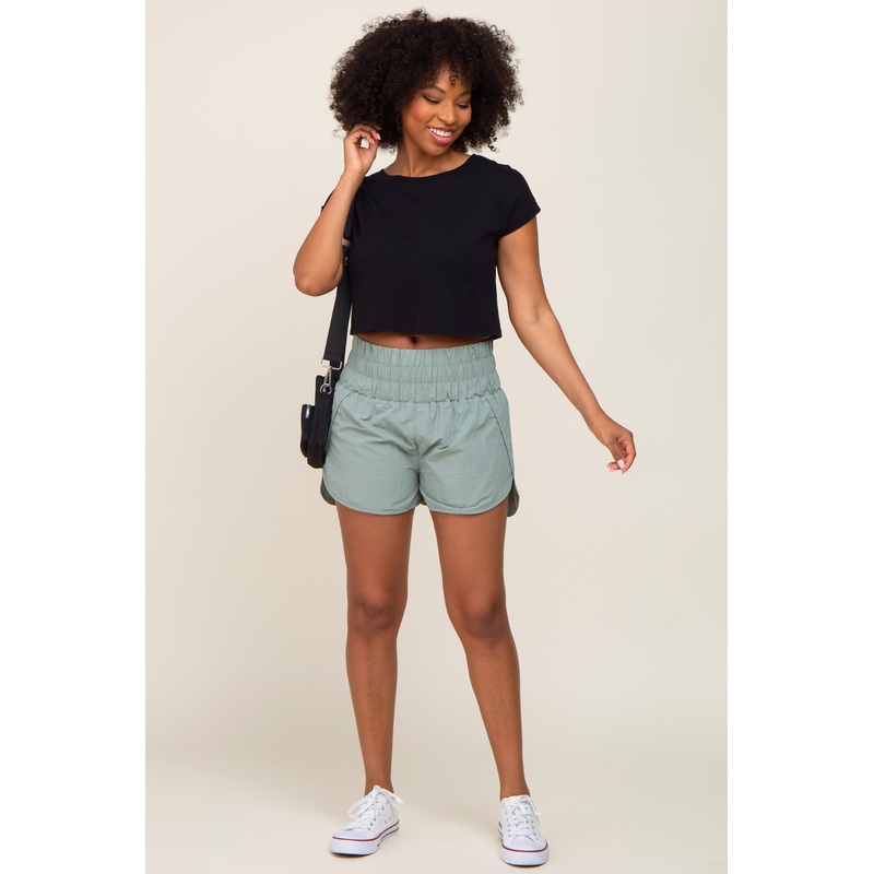 Sage Curved Hem Active Shorts