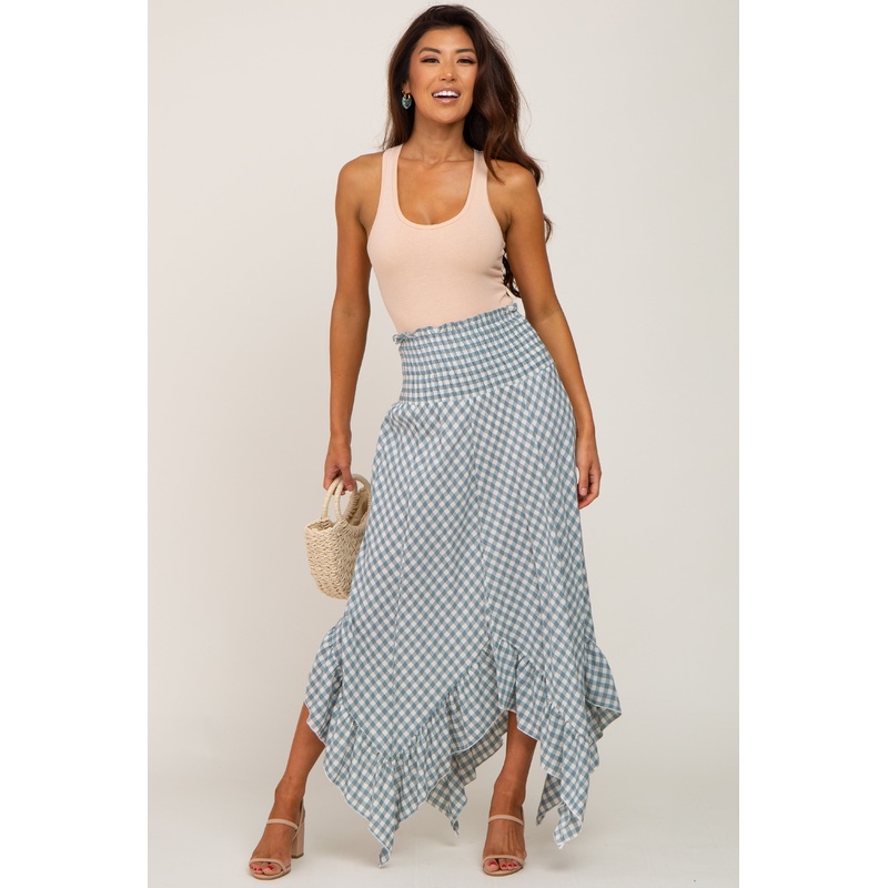 Blue Gingham Handkerchief Skirt