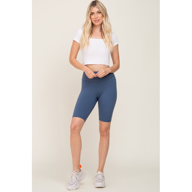 Blue High Waist Bike Shorts