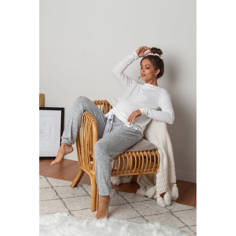 Heather Grey Drawstring Maternity Pajama Pants