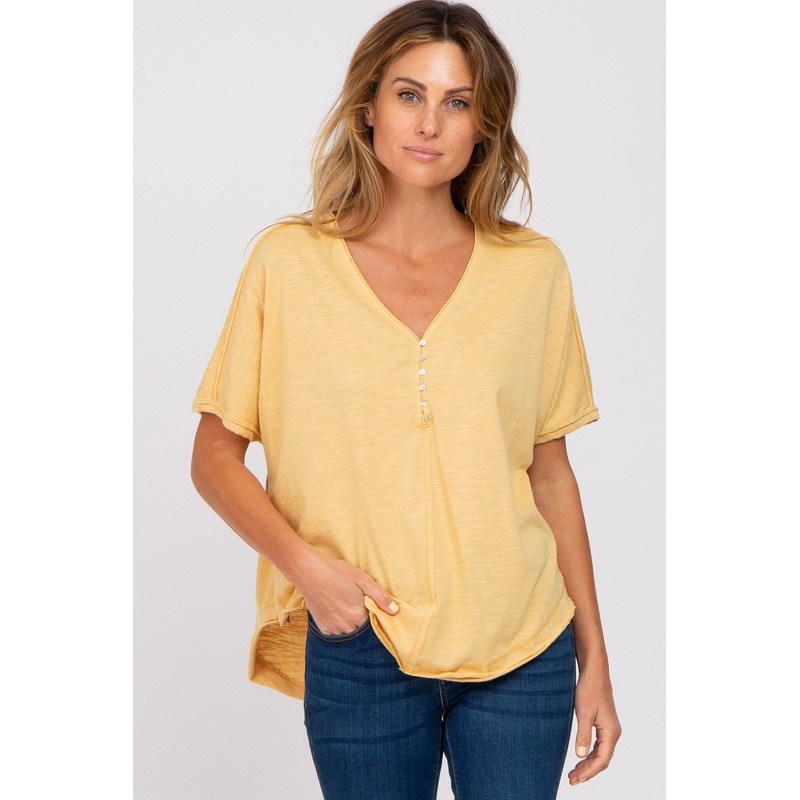 Yellow Button Front Top