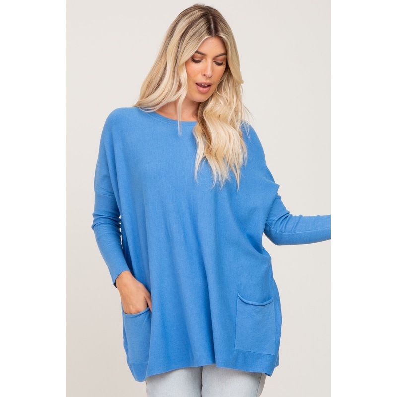 Aqua Pocketed Dolman Top