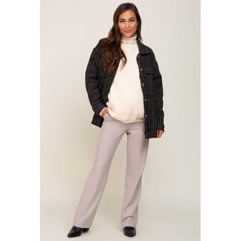 Taupe Wide Leg Maternity Dress Pants