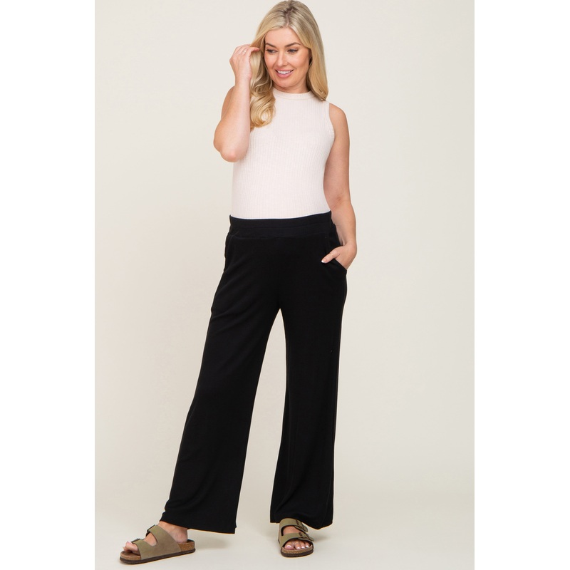 Black Thermal Lightweight Maternity Lounge Pants