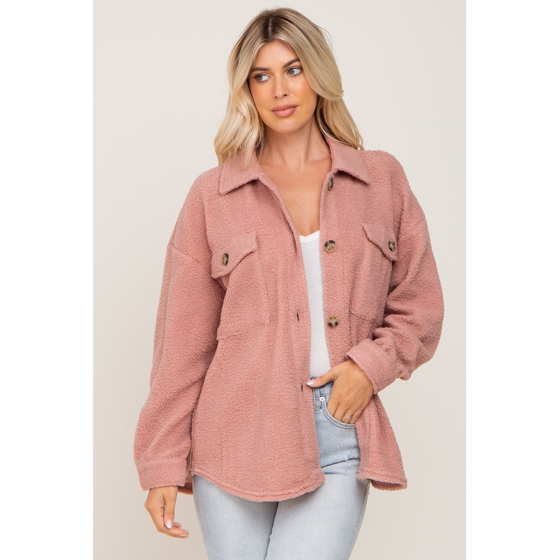 Mauve Fleece Shirt Jacket