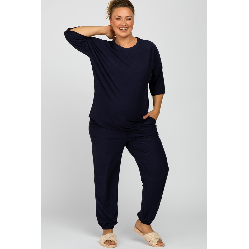 Navy Jogger Maternity Plus Lounge Set