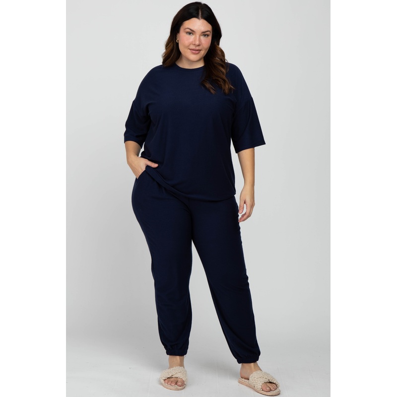 Navy Jogger Plus Size Lounge Set