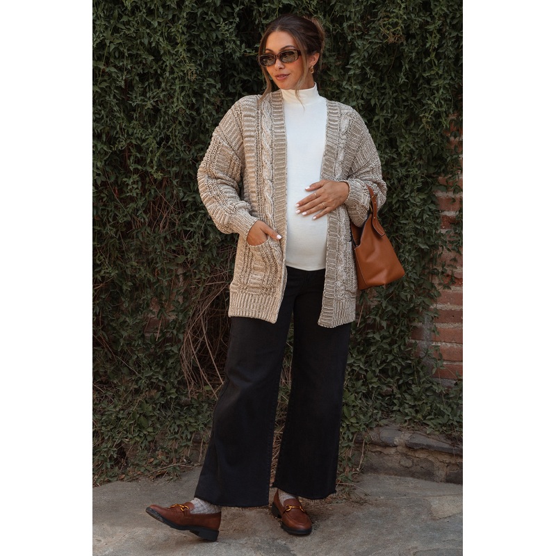 Black Wide Leg Raw Hem Maternity Jeans