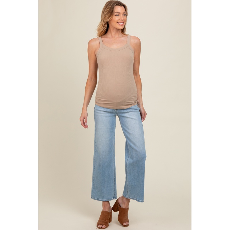 Light Blue Wide Leg Maternity Jeans