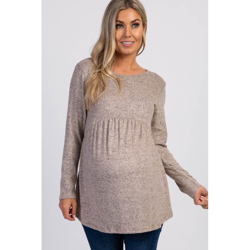 PinkBlush Mocha Soft Knit Maternity Peplum Top