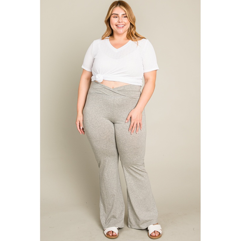 Heather Grey Layered V-Front Plus Leggings