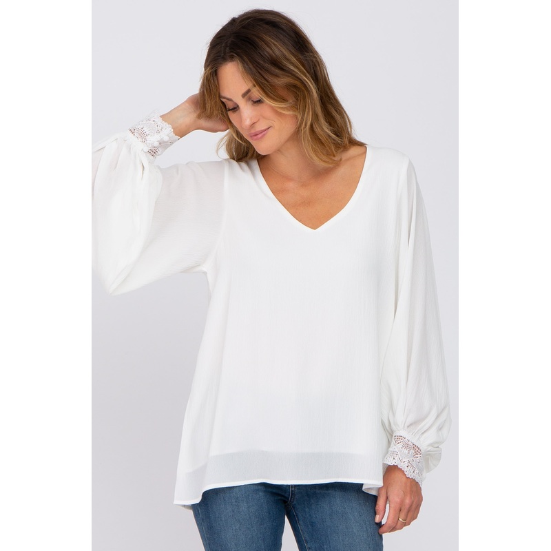 White Long Sleeve Crochet Lace Blouse