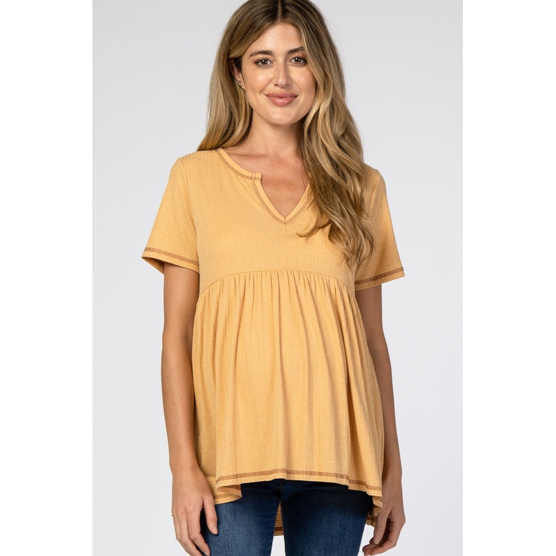 Yellow V Neck Maternity Top