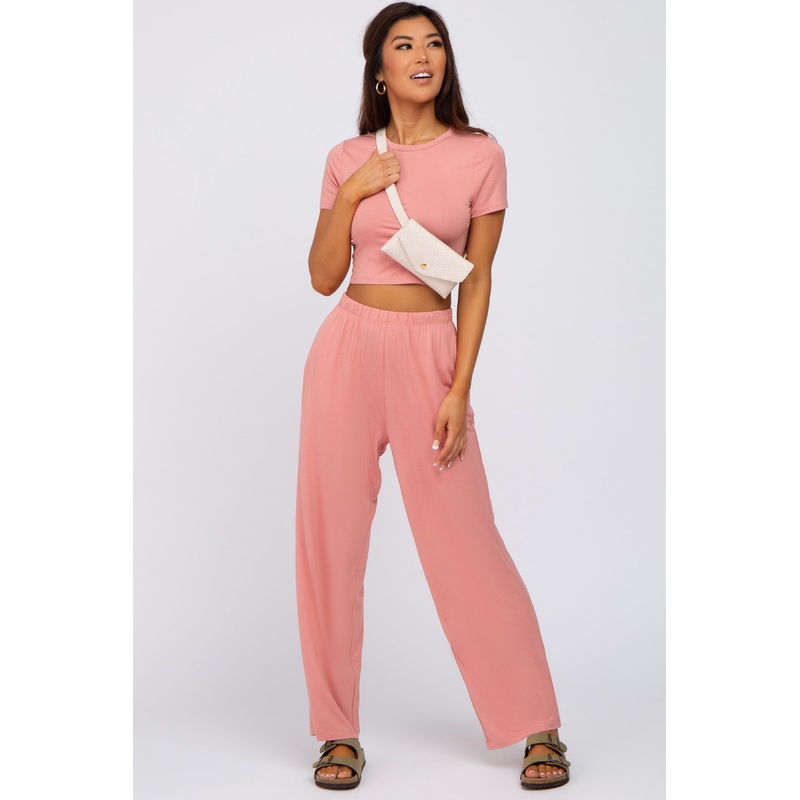 Mauve Crop Top Lounge Set