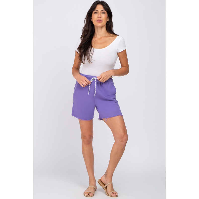 Lavender Drawstring Fleece Shorts