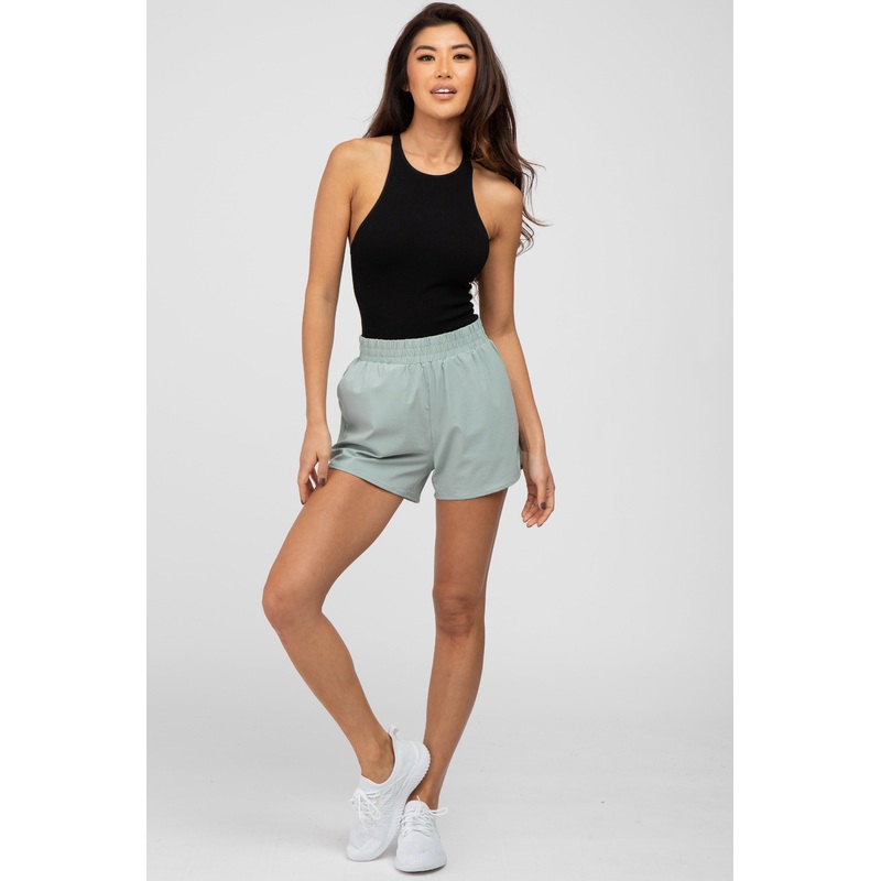 Mint Green Rounded Hem Active Shorts