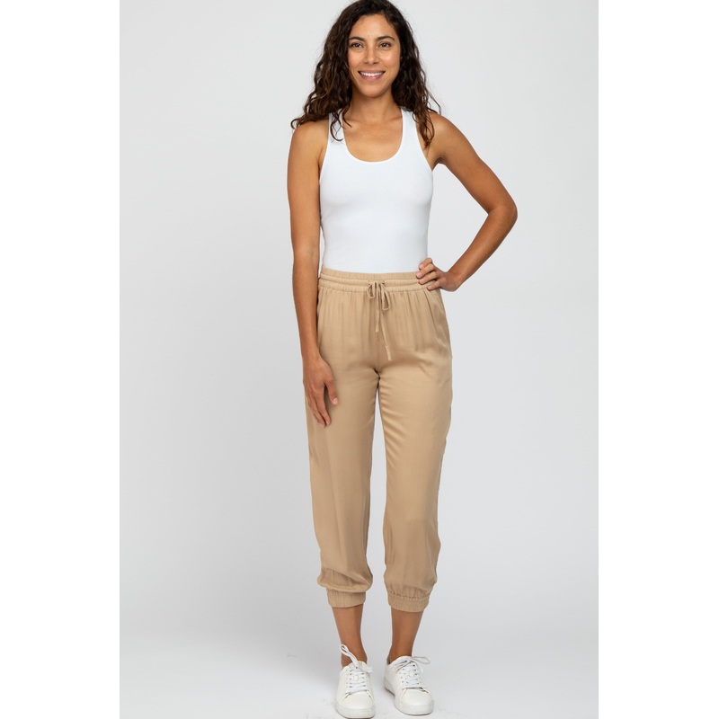 Taupe Woven Joggers