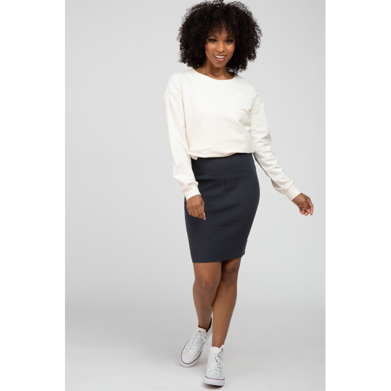 Charcoal Rib Knit Skirt
