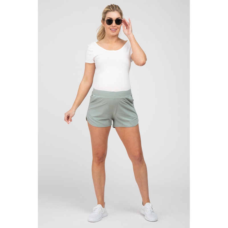 Mint Green Rounded Hem Maternity Active Shorts