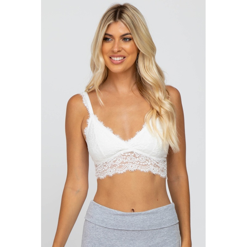 White Eyelash Lace Bralette