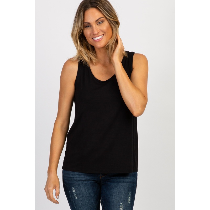 PinkBlush Black Solid Sleeveless Nursing Top
