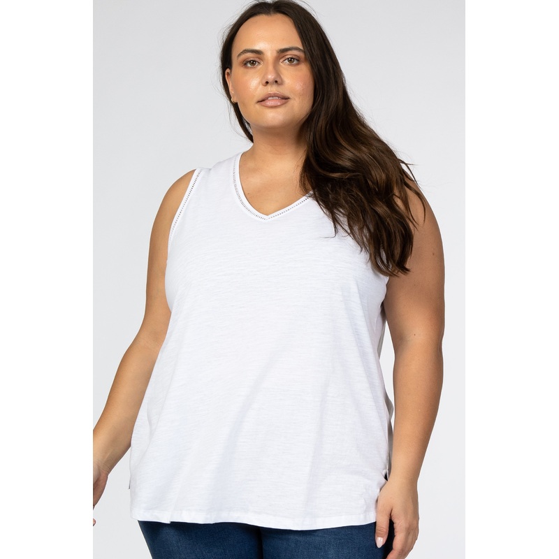 White Ladder Trim Plus Tank Top