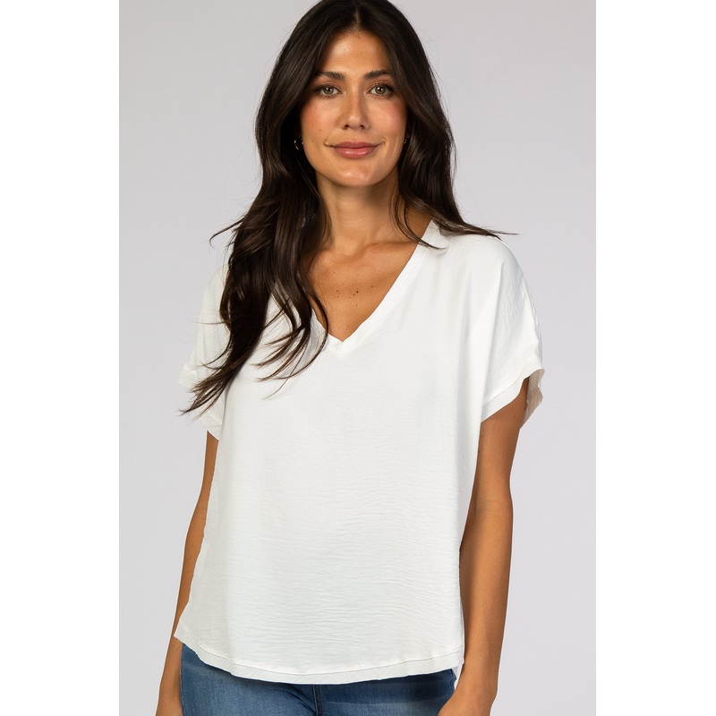White V-Neck Blouse