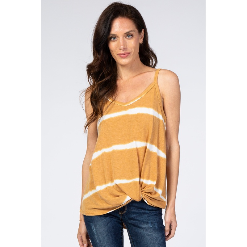 Yellow Tie Dye Striped Tank Top